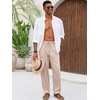 Runcati Mens Linen Pants Summer Beach Casual Pajama Pants with Pockets(Apricot)