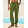 Runcati Mens Linen Pants Summer Beach Casual Pajama Pants with Pockets(Army Green)