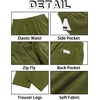 Runcati Mens Linen Pants Summer Beach Casual Pajama Pants with Pockets(Army Green)