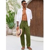 Runcati Mens Linen Pants Summer Beach Casual Pajama Pants with Pockets(Army Green)