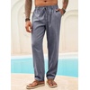 Runcati Mens Linen Pants Summer Beach Casual Pajama Pants with Pockets(Dark Grey)