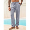 Runcati Mens Linen Pants Summer Beach Casual Pajama Pants with Pockets(Grey)