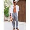 Runcati Mens Linen Pants Summer Beach Casual Pajama Pants with Pockets(Grey)