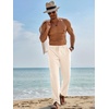 Runcati Mens Linen Pants Summer Beach Casual Pajama Pants with Pockets(Light Khaki)