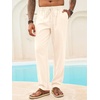 Runcati Mens Linen Pants Summer Beach Casual Pajama Pants with Pockets(Light Khaki)