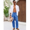 Runcati Mens Linen Pants Summer Beach Casual Pajama Pants with Pockets(Royal Blue)