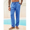 Runcati Mens Linen Pants Summer Beach Casual Pajama Pants with Pockets(Royal Blue)