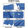 Runcati Mens Linen Pants Summer Beach Casual Pajama Pants with Pockets(Royal Blue)