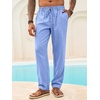 Runcati Mens Linen Pants Summer Beach Casual Pajama Pants with Pockets(Sky Blue)