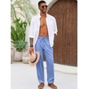 Runcati Mens Linen Pants Summer Beach Casual Pajama Pants with Pockets(Sky Blue)