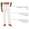 Runcati Mens Linen Pants Summer Beach Casual Pajama Pants with Pockets(White)