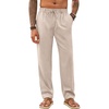 Runcati Mens Linen Pants Summer Beach Casual Pajama Pants with Pockets(Apricot)
