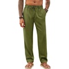 Runcati Mens Linen Pants Summer Beach Casual Pajama Pants with Pockets(Army Green)