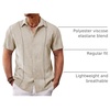 Runcati Mens Short Sleeve Guayabera Shirts Cuban Button Down Casual Shirt(Light Khaki)