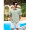 Runcati Mens Short Sleeve Guayabera Shirts Cuban Button Down Casual Shirt(Olive Green)