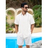Runcati Mens Short Sleeve Guayabera Shirts Cuban Button Down Casual Shirt(White)