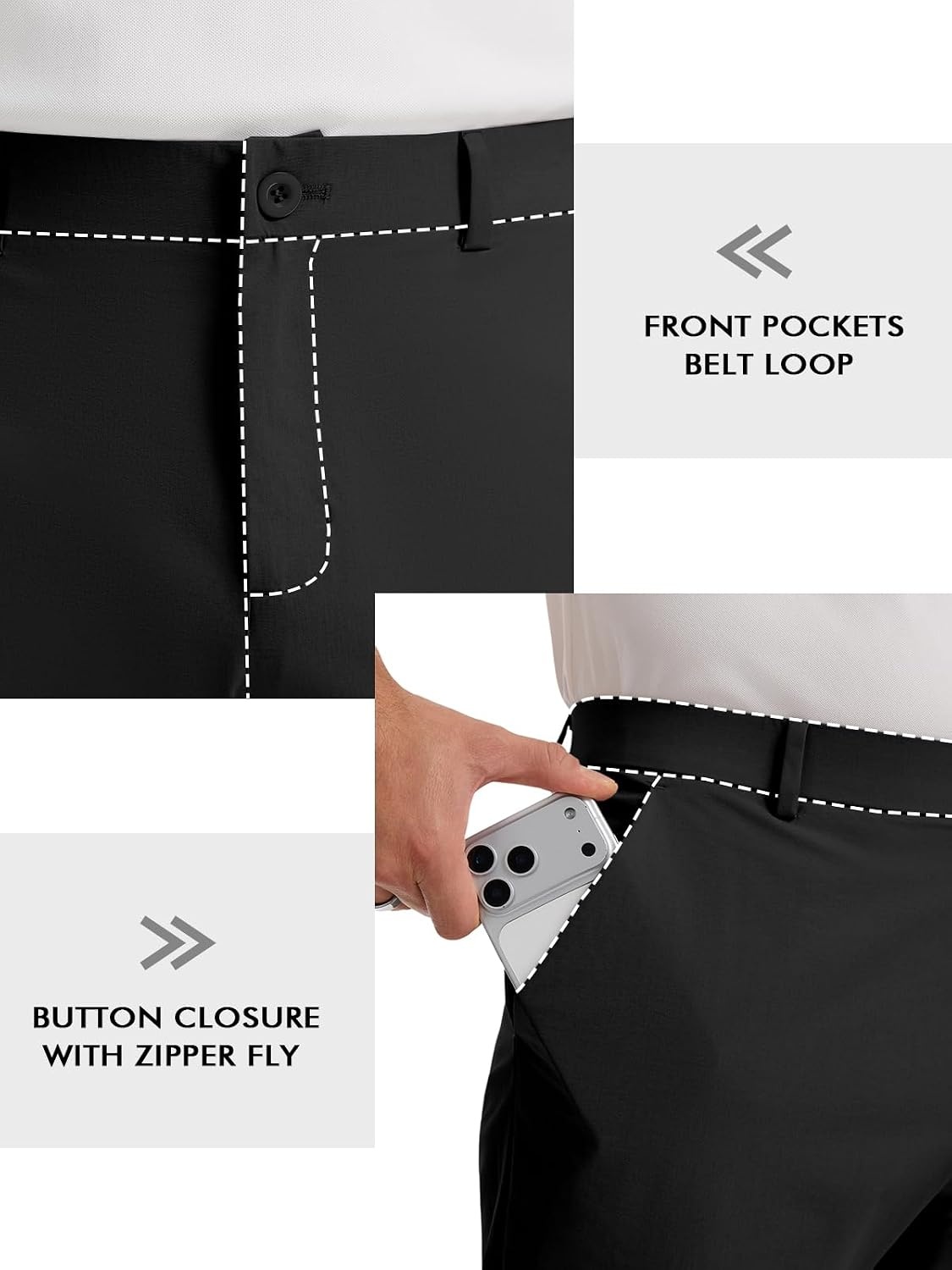 image:imageRuncati Mens Golf Pants Stretch Dress Work Pants Casual Slacks 303234Black