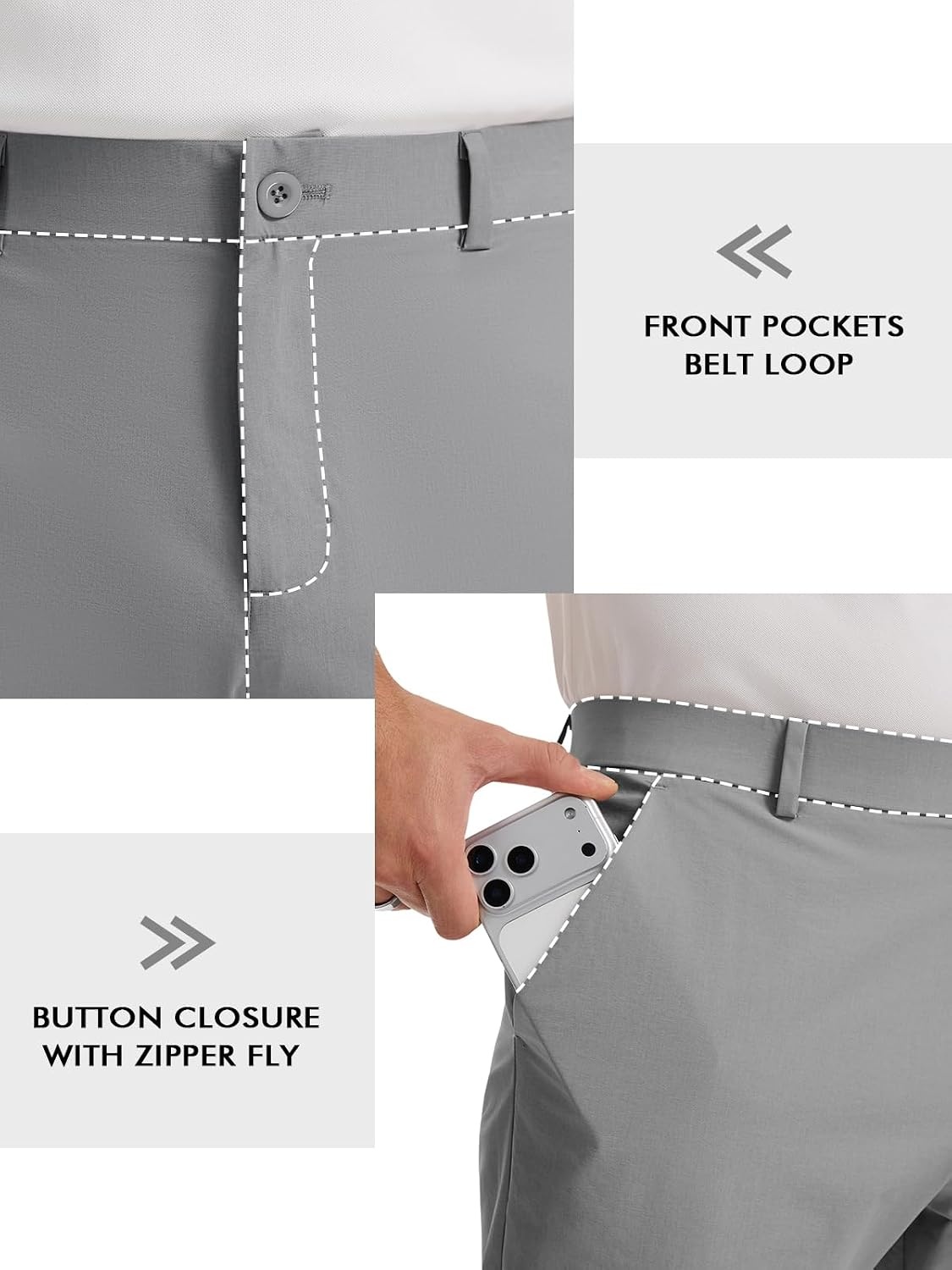 image:imageRuncati Mens Golf Pants Stretch Dress Work Pants Casual Slacks 303234Bluish Grey