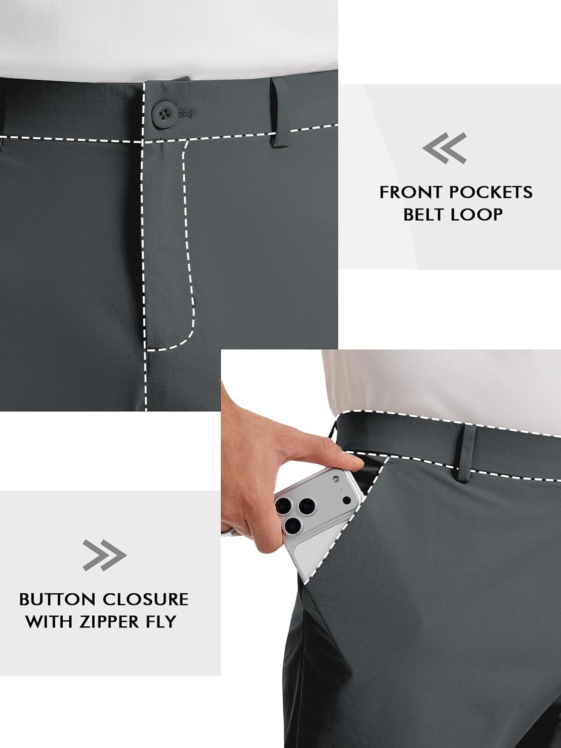 image:imageRuncati Mens Golf Pants Stretch Dress Work Pants Casual Slacks 303234Dark Grey
