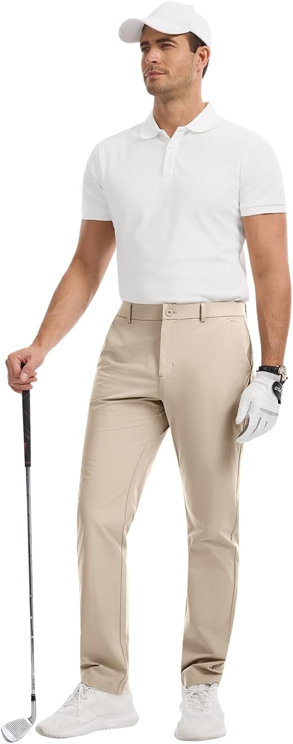 image:imageRuncati Mens Golf Pants Stretch Dress Work Pants Casual Slacks 303234Khaki
