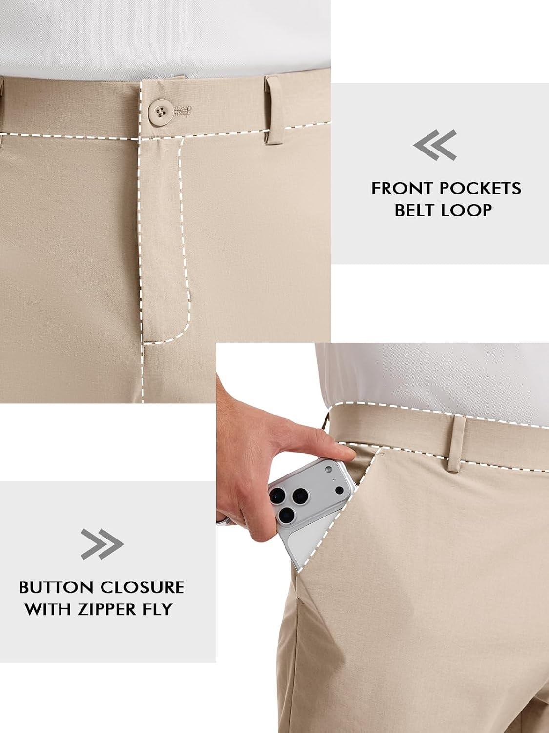 image:imageRuncati Mens Golf Pants Stretch Dress Work Pants Casual Slacks 303234Khaki