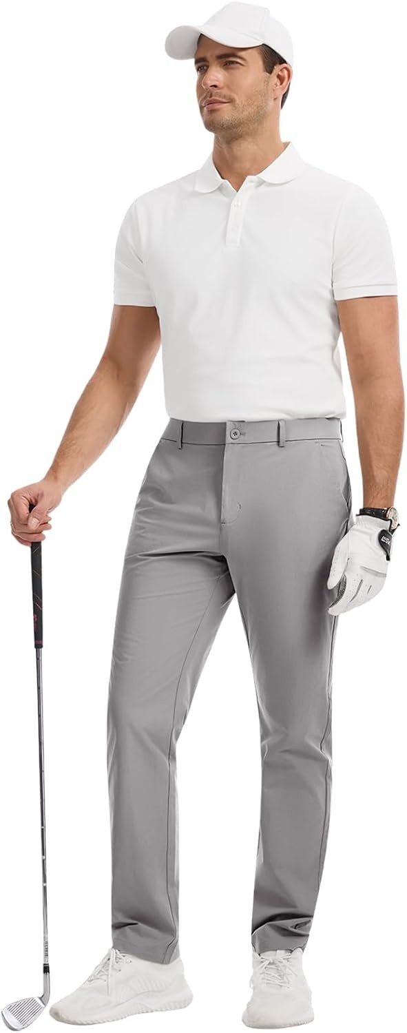 image:imageRuncati Mens Golf Pants Stretch Dress Work Pants Casual Slacks 303234Light Grey
