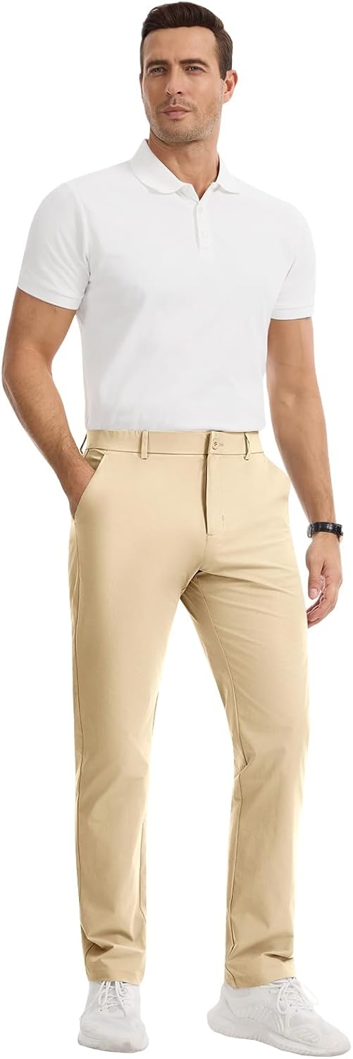 image:imageRuncati Mens Golf Pants Stretch Dress Work Pants Casual Slacks 303234Light Khaki