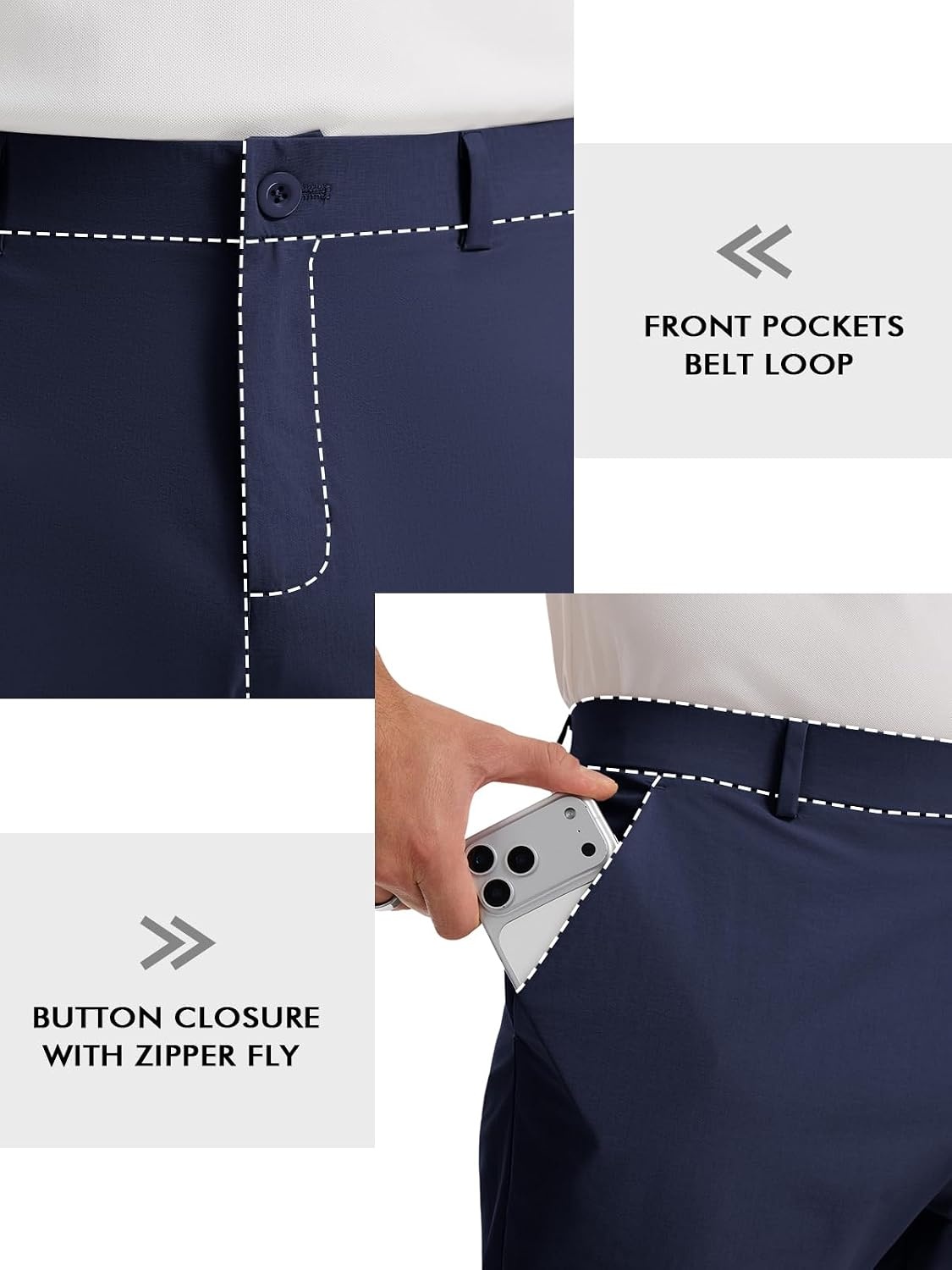 image:imageRuncati Mens Golf Pants Stretch Dress Work Pants Casual Slacks 303234Navy