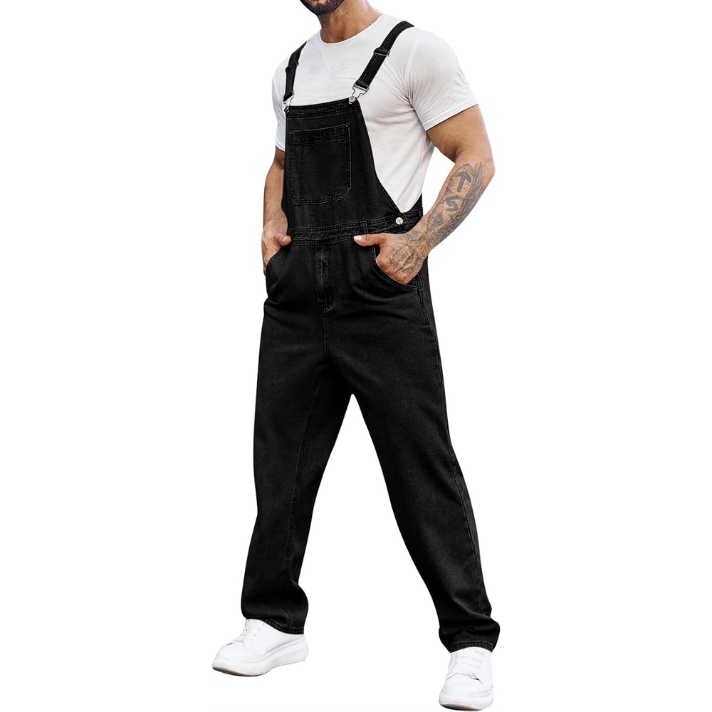 image:imageRuncati Mens Denim Bib Overall Jean RomperBlack