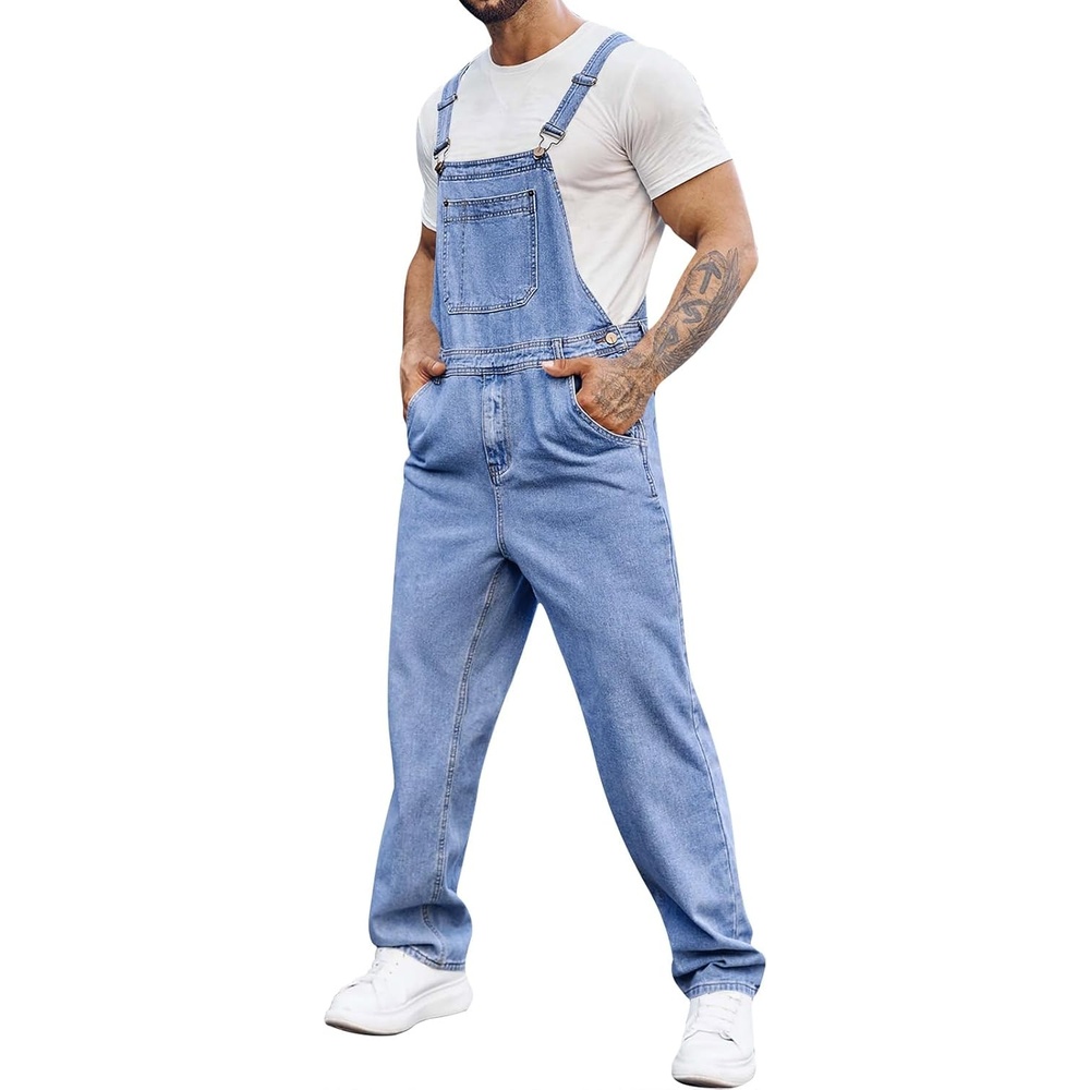 image:imageRuncati Mens Denim Bib Overall Jean RomperBlue