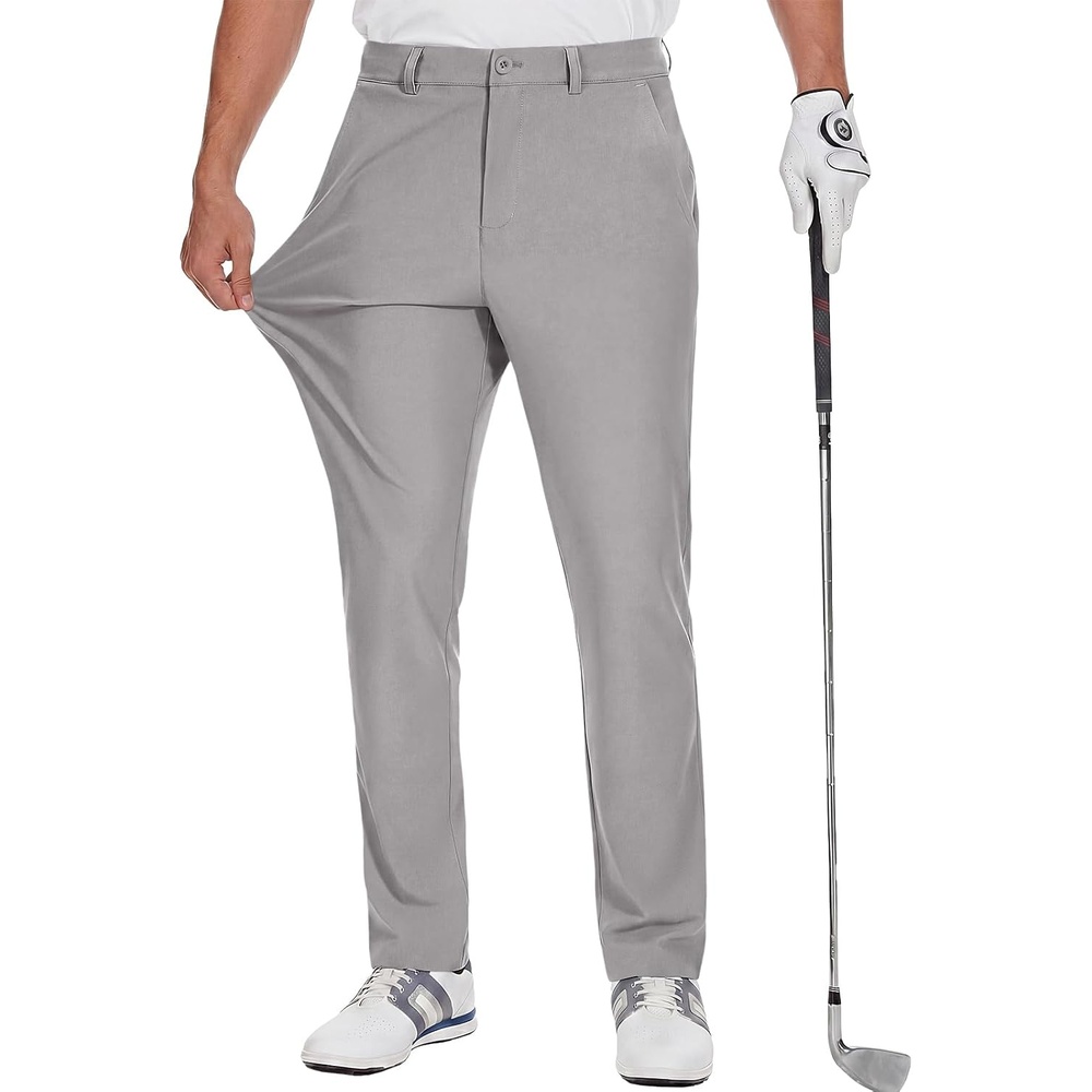 image:imageRuncati Mens Golf Pants Stretch Dress Work Pants Casual Slacks 303234Light Grey
