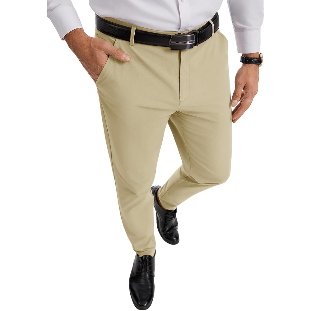 image:imageRuncati Mens Lightweight Dress Pants Slacks Stretch Trousers 303234Khaki