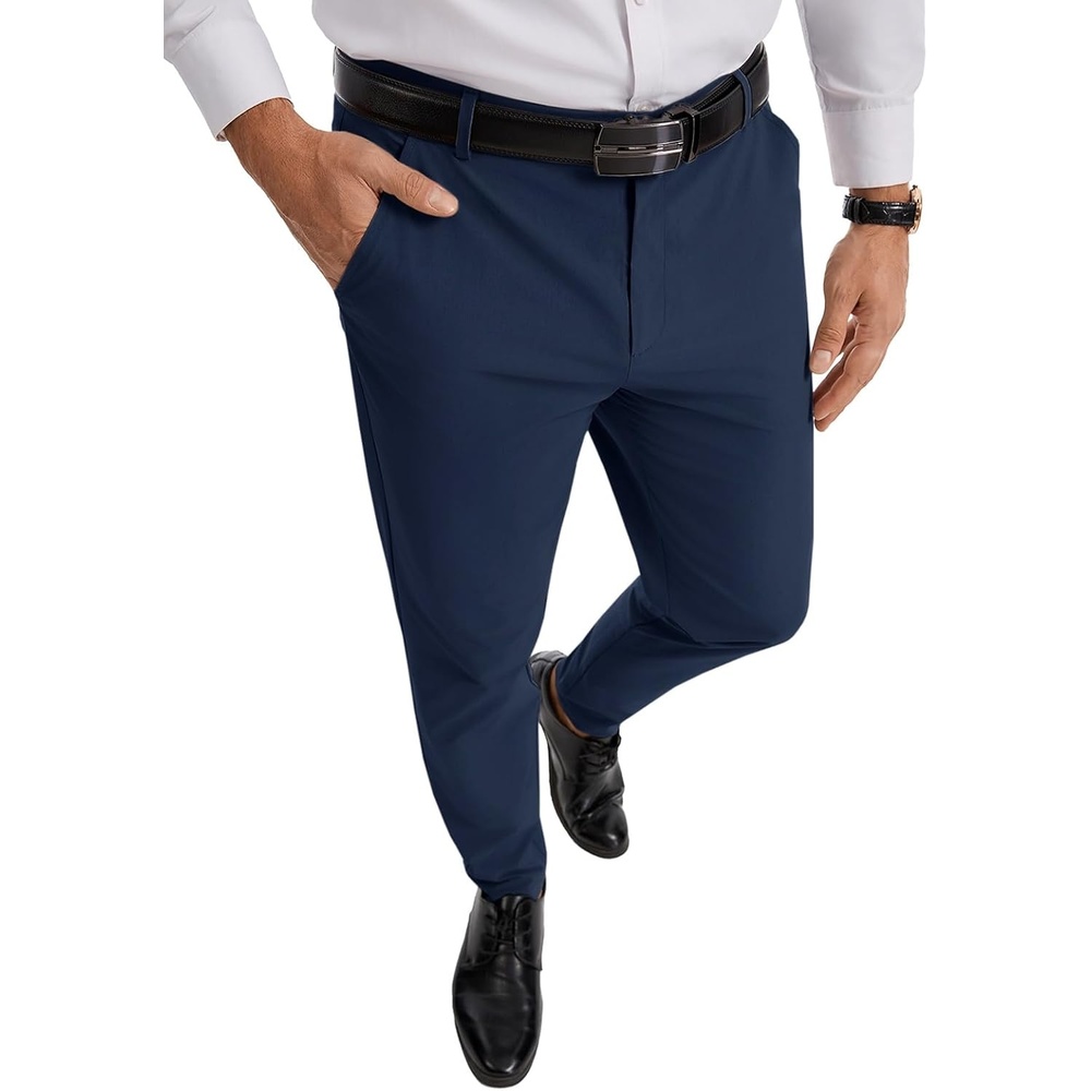 image:imageRuncati Mens Lightweight Dress Pants Slacks Stretch Trousers 303234Navy