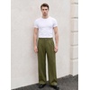 Runcati Mens Baggy Dress Pants Casual Pleated Wide Leg Lightweight Trousers(Army Green)
