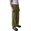 Runcati Mens Baggy Dress Pants Casual Pleated Wide Leg Lightweight Trousers(Army Green)