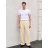 Runcati Mens Baggy Dress Pants Casual Pleated Wide Leg Lightweight Trousers(Beige)