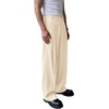 Runcati Mens Baggy Dress Pants Casual Pleated Wide Leg Lightweight Trousers(Beige)