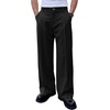 Runcati Mens Baggy Dress Pants Casual Pleated Wide Leg Lightweight Trousers(Black)