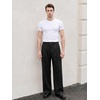 Runcati Mens Baggy Dress Pants Casual Pleated Wide Leg Lightweight Trousers(Black)