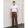 Runcati Mens Baggy Dress Pants Casual Pleated Wide Leg Lightweight Trousers(Brown)