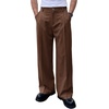 Runcati Mens Baggy Dress Pants Casual Pleated Wide Leg Lightweight Trousers(Brown)