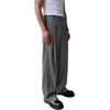 Runcati Mens Baggy Dress Pants Casual Pleated Wide Leg Lightweight Trousers(Dark Grey)