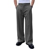 Runcati Mens Baggy Dress Pants Casual Pleated Wide Leg Lightweight Trousers(Dark Grey)