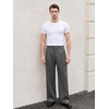 Runcati Mens Baggy Dress Pants Casual Pleated Wide Leg Lightweight Trousers(Dark Grey)