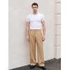 Runcati Mens Baggy Dress Pants Casual Pleated Wide Leg Lightweight Trousers(Khaki)
