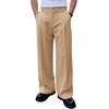 Runcati Mens Baggy Dress Pants Casual Pleated Wide Leg Lightweight Trousers(Khaki)