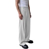 Runcati Mens Baggy Dress Pants Casual Pleated Wide Leg Lightweight Trousers(Light Grey)