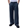 Runcati Mens Baggy Dress Pants Casual Pleated Wide Leg Lightweight Trousers(Navy)