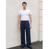 Runcati Mens Baggy Dress Pants Casual Pleated Wide Leg Lightweight Trousers(Navy)