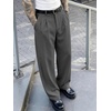 Runcati Mens Baggy Dress Pants Wide Leg Pleated Casual Slacks 30″/32″/34″(Dark Grey)